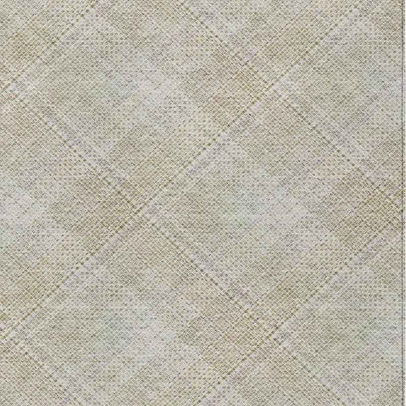 5' X 8' Linen And Ivory Plaid Washable Indoor Outdoor Area Rug Homeroots Outdoor