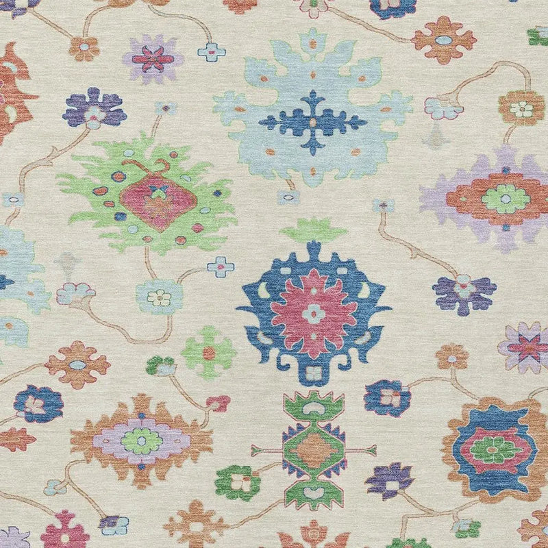 5' X 8' Linen And Navy Blue Oriental Washable Indoor Outdoor Area Rug Homeroots Outdoor