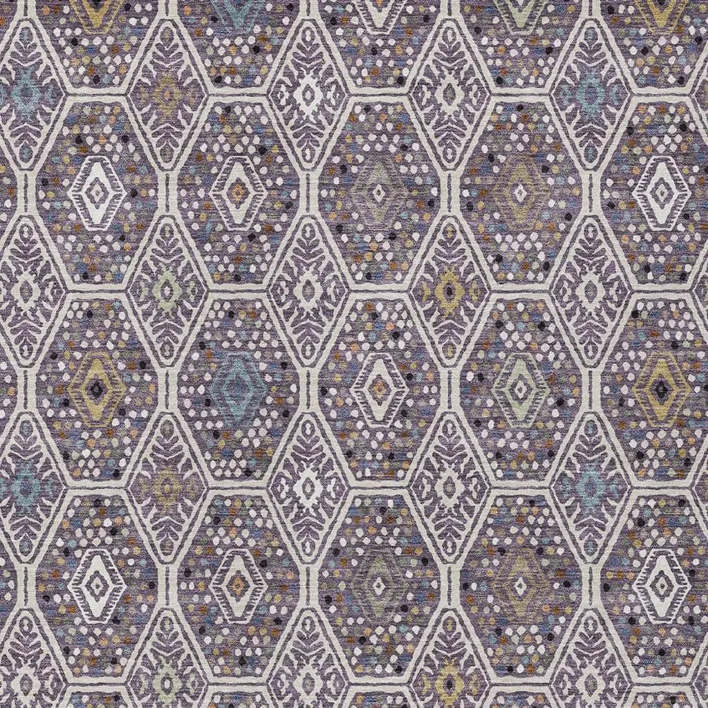 5' X 8' Linen And Plum Geometric Washable Indoor Outdoor Area Rug Homeroots Outdoor