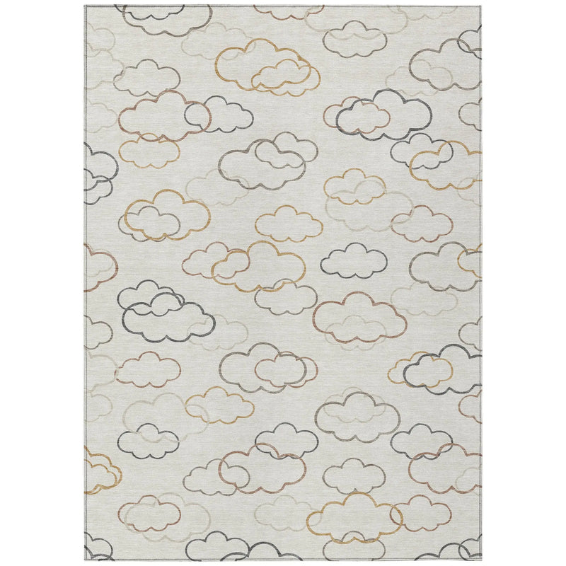 5' X 8' Linen And Wheat Abstract Washable Indoor Outdoor Area Rug Homeroots Outdoor