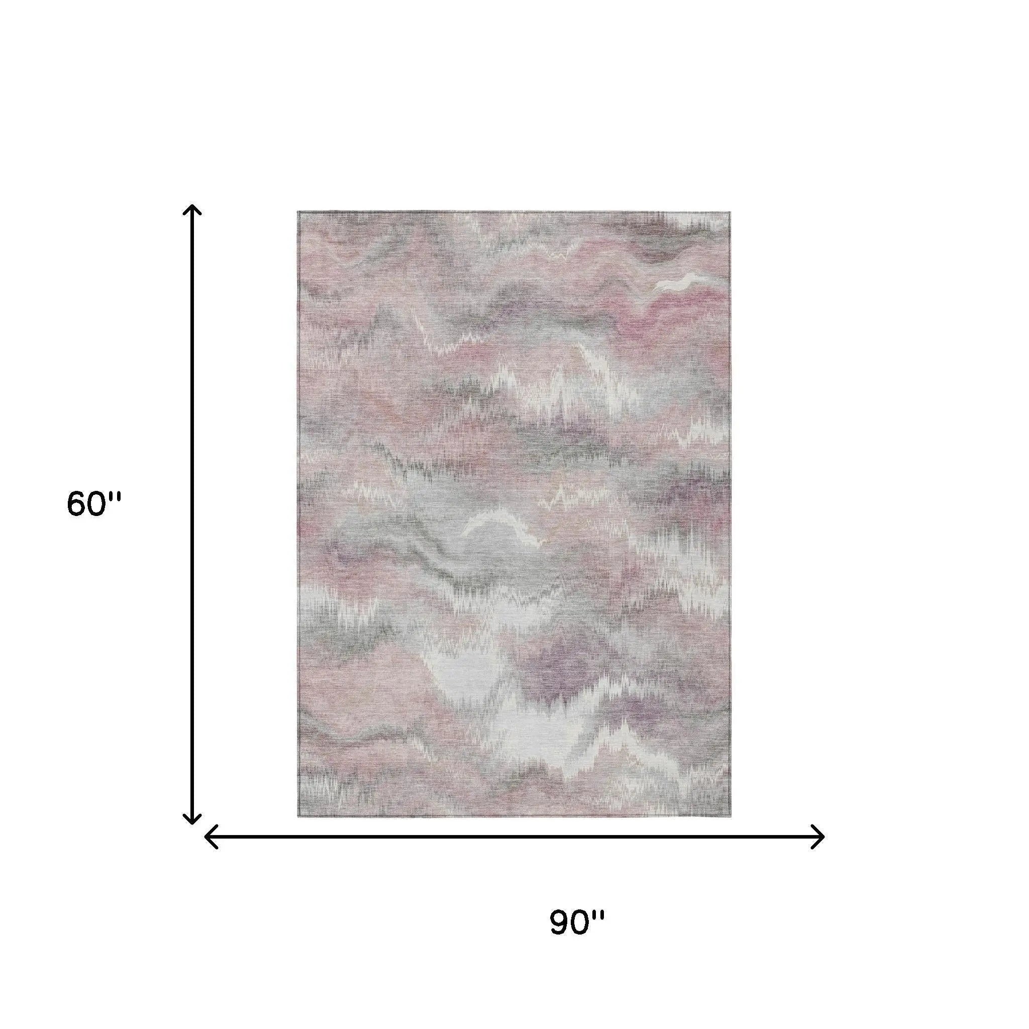 5' X 8' Mauve And Pink Abstract Washable Indoor Outdoor Area Rug Homeroots Outdoor