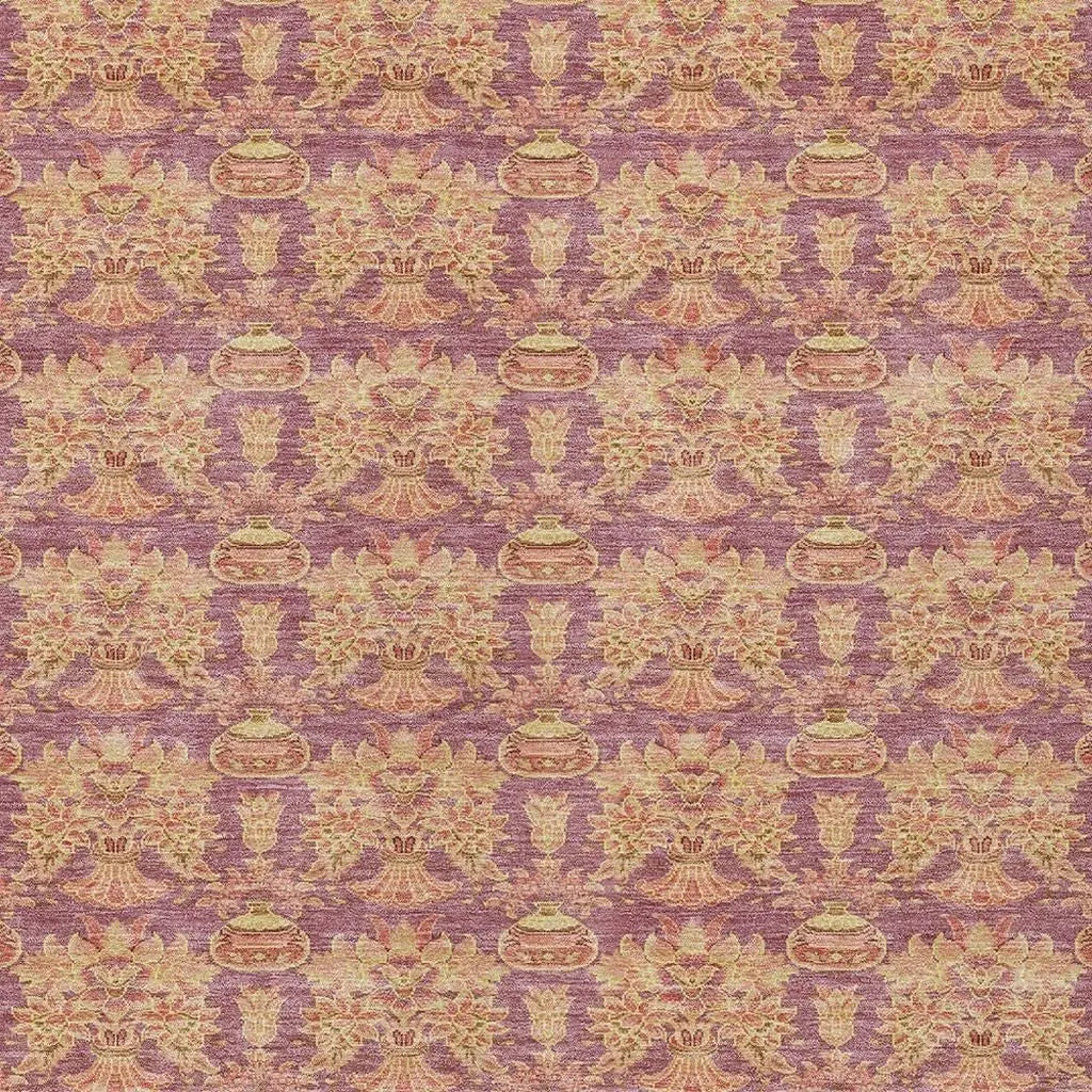 5' X 8' Mauve And Taupe Floral Washable Indoor Outdoor Area Rug Homeroots Outdoor