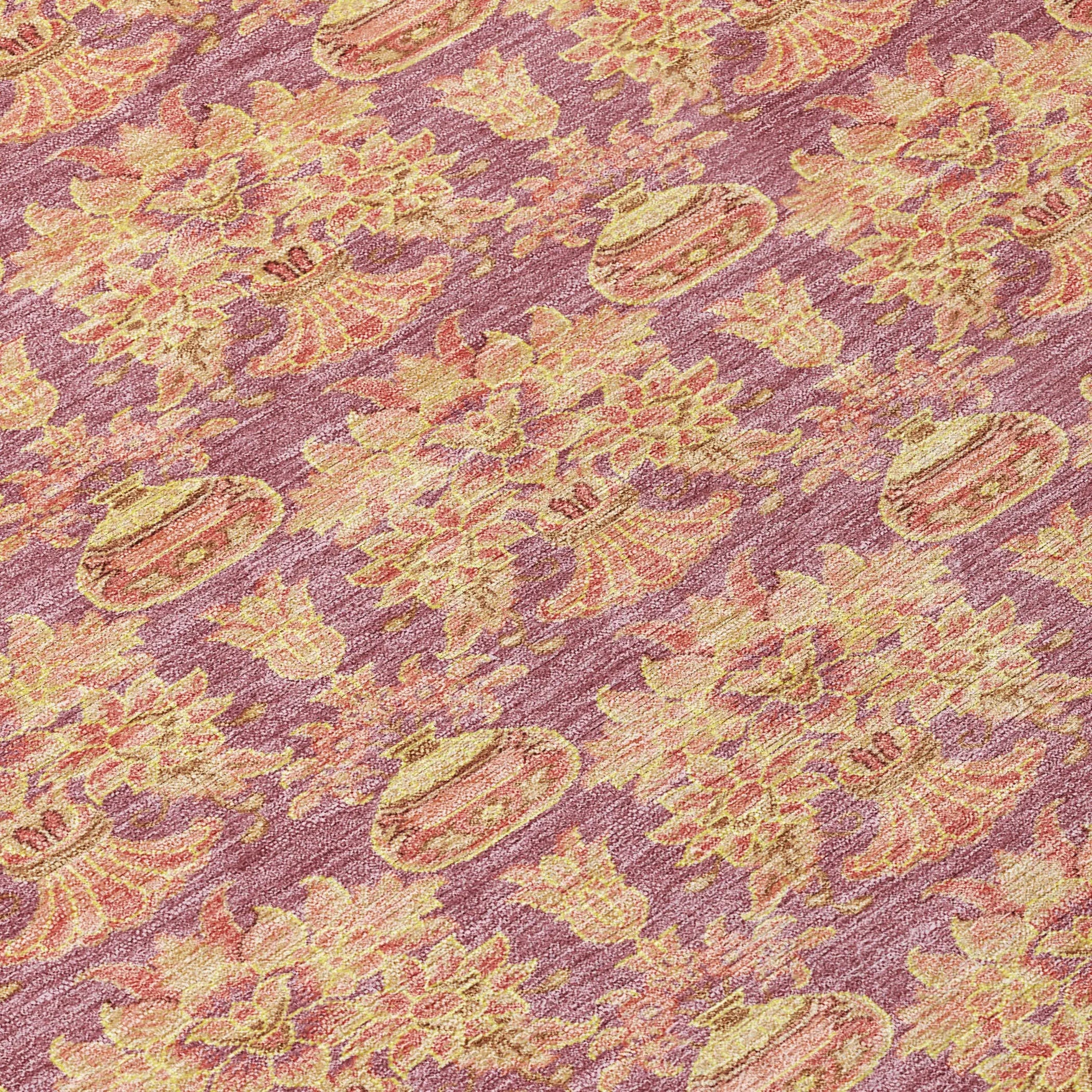 5' X 8' Mauve And Taupe Floral Washable Indoor Outdoor Area Rug Homeroots Outdoor