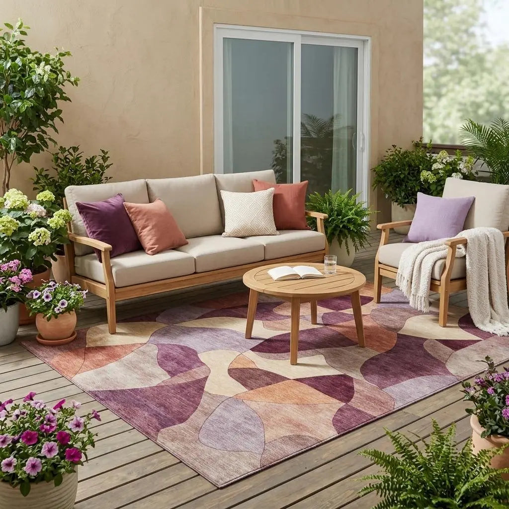 5' X 8' Merlot And Red Abstract Washable Indoor Outdoor Area Rug Homeroots Outdoor