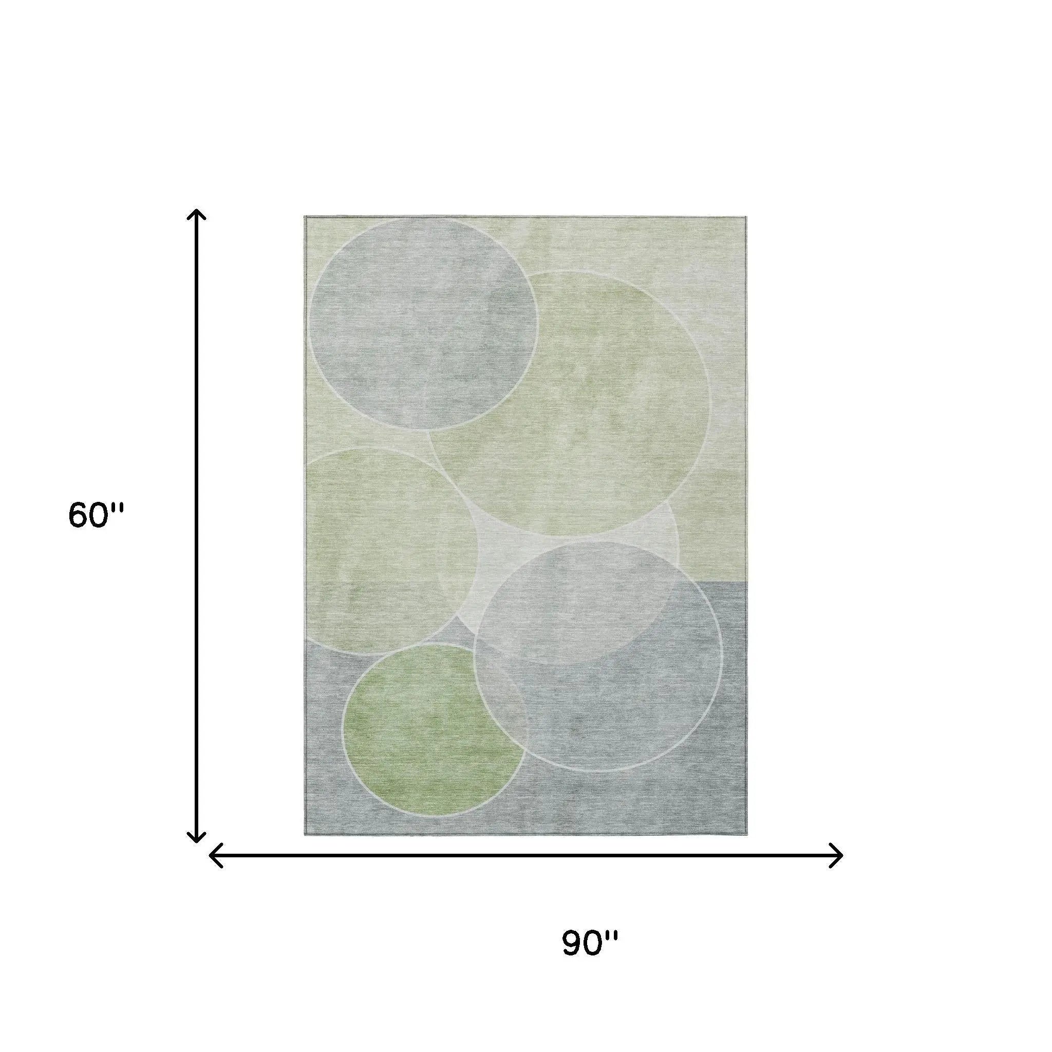5' X 8' Mint Green And Green Geometric Washable Indoor Outdoor Area Rug Homeroots Outdoor