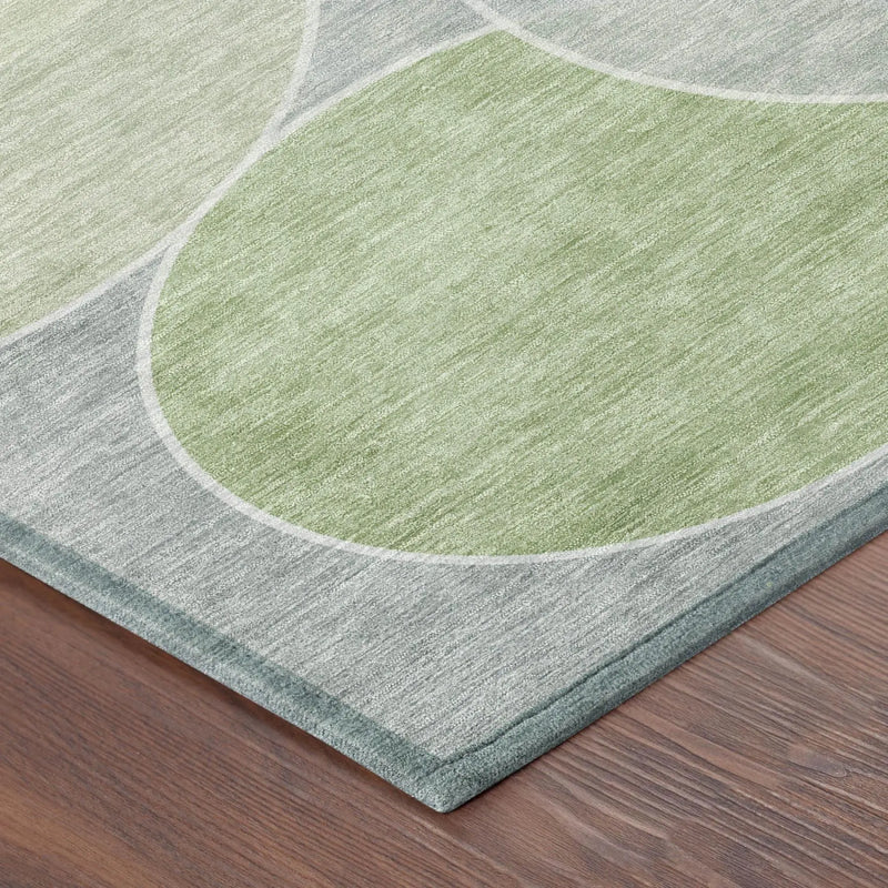 5' X 8' Mint Green And Green Geometric Washable Indoor Outdoor Area Rug Homeroots Outdoor