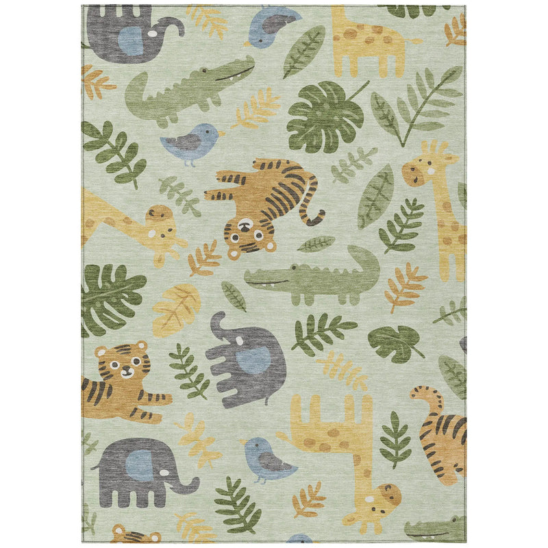 5' X 8' Mint Green And Ivory Abstract Washable Indoor Outdoor Area Rug Homeroots Outdoor