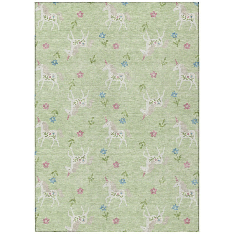5' X 8' Mint Green And Ivory Floral Washable Indoor Outdoor Area Rug Homeroots Outdoor
