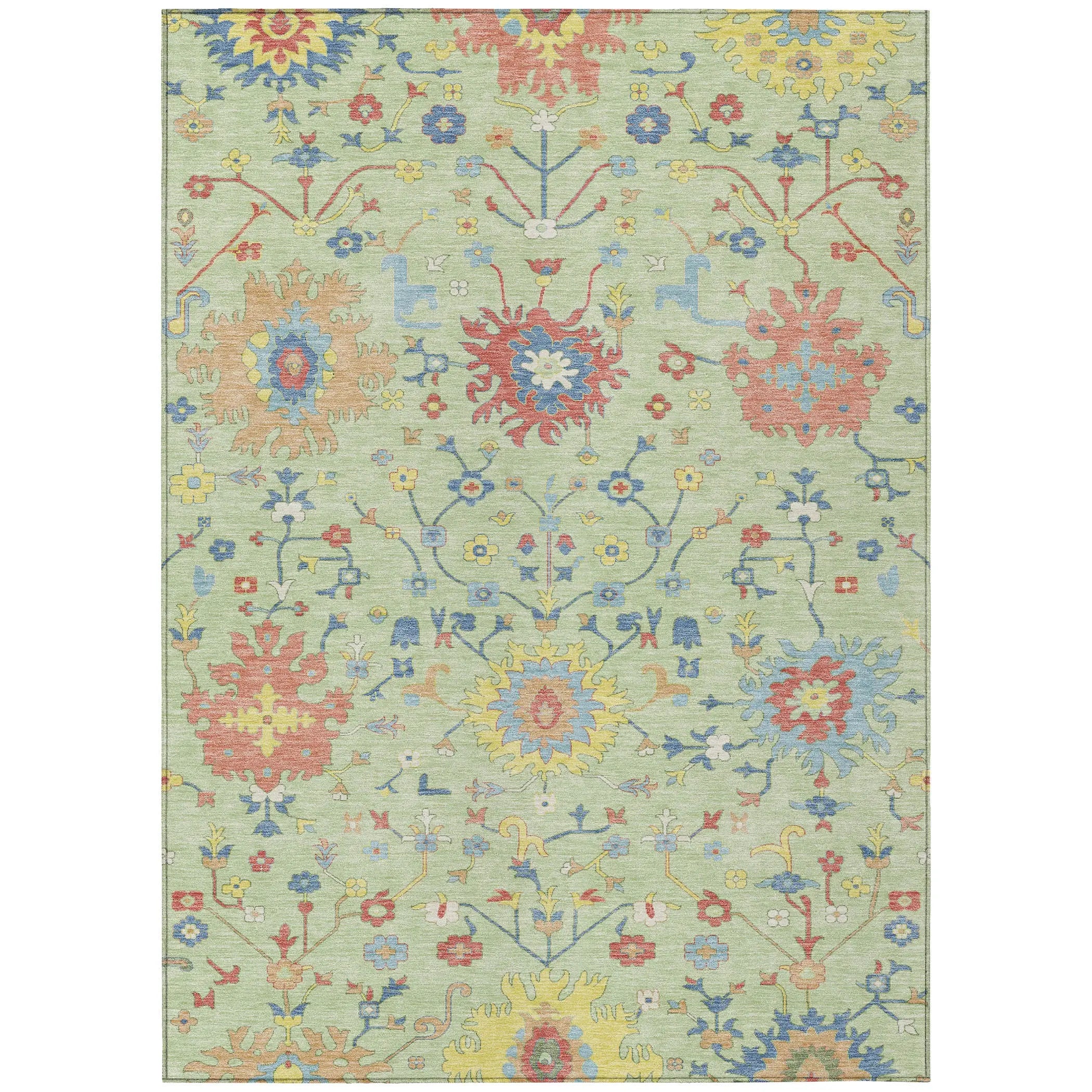5' X 8' Mint Green And Salmon Faux Bois Washable Indoor Outdoor Area Rug Homeroots Outdoor
