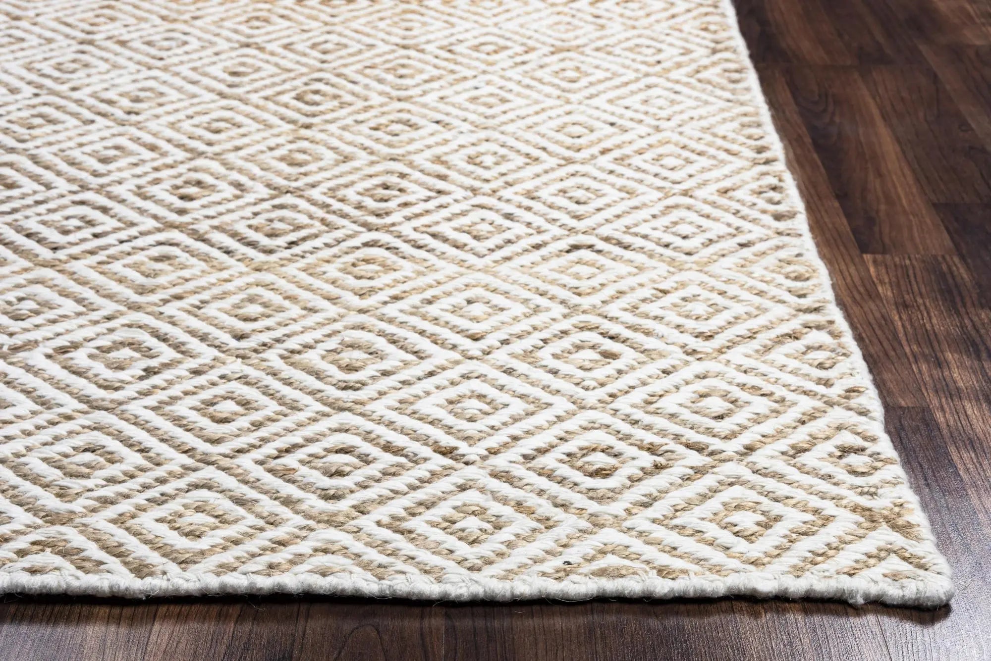 5' X 8' Natural And Beige Wool Geometric Hand Woven Area Rug Homeroots Home Decor