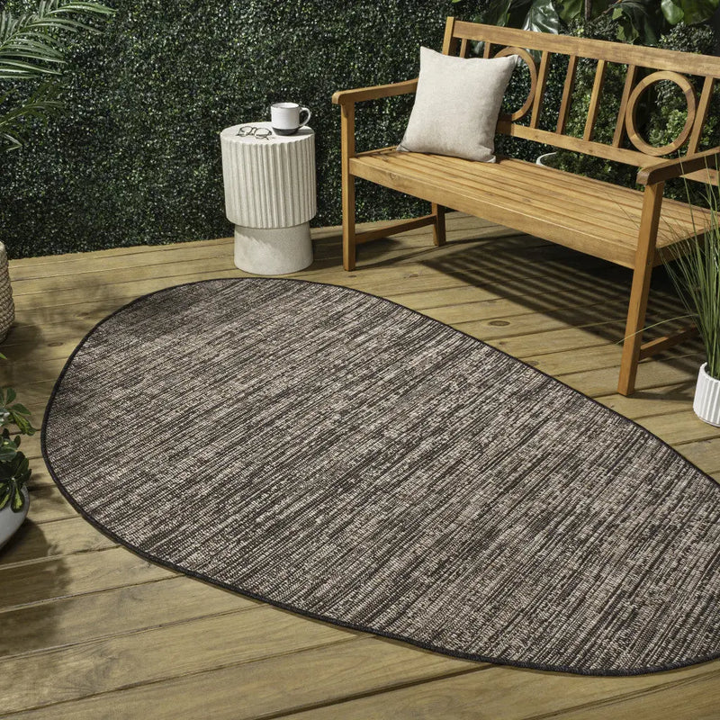 5' X 8' Natural And Black Medallion Indoor Outdoor Area Rug Homeroots Outdoor