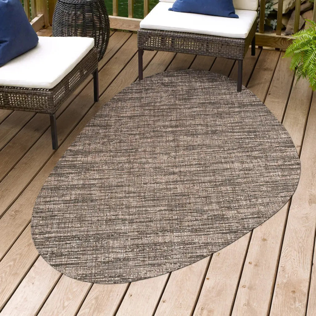 5' X 8' Natural And Black Medallion Indoor Outdoor Area Rug Homeroots Outdoor