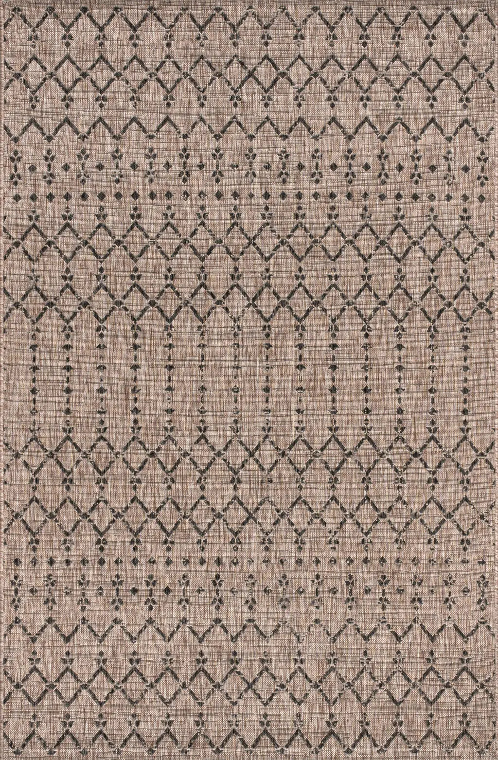 5' X 8' Natural And Black Trellis Indoor Outdoor Area Rug Homeroots Outdoor