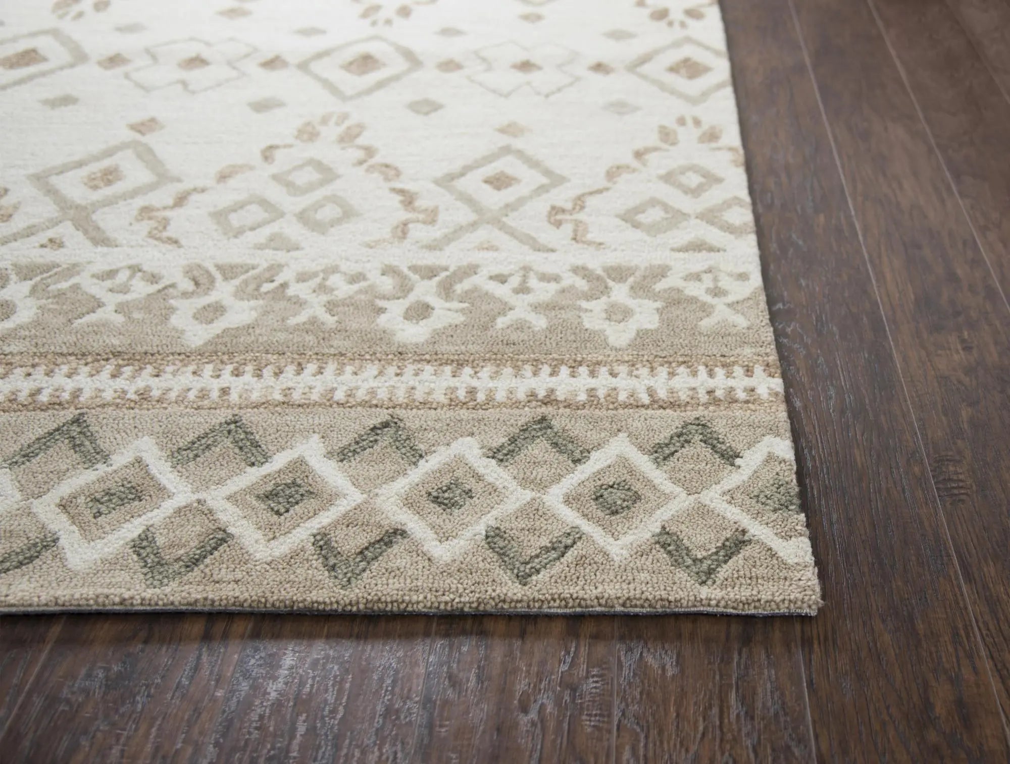 5' X 8' Natural Beige And Taupe Wool Geometric Hand Tufted Area Rug Homeroots Home Decor