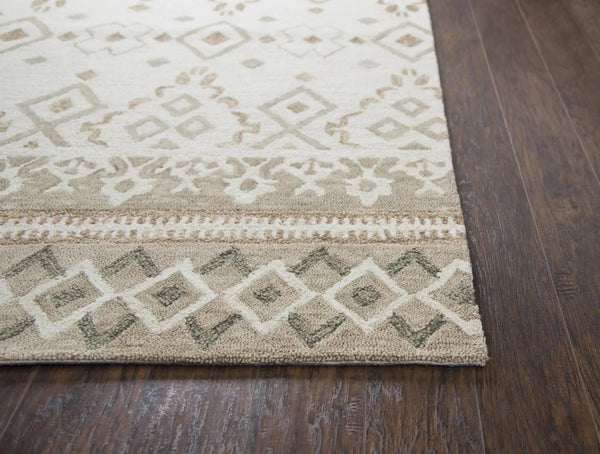 5' X 8' Natural Beige And Taupe Wool Geometric Hand Tufted Area Rug Homeroots Home Decor