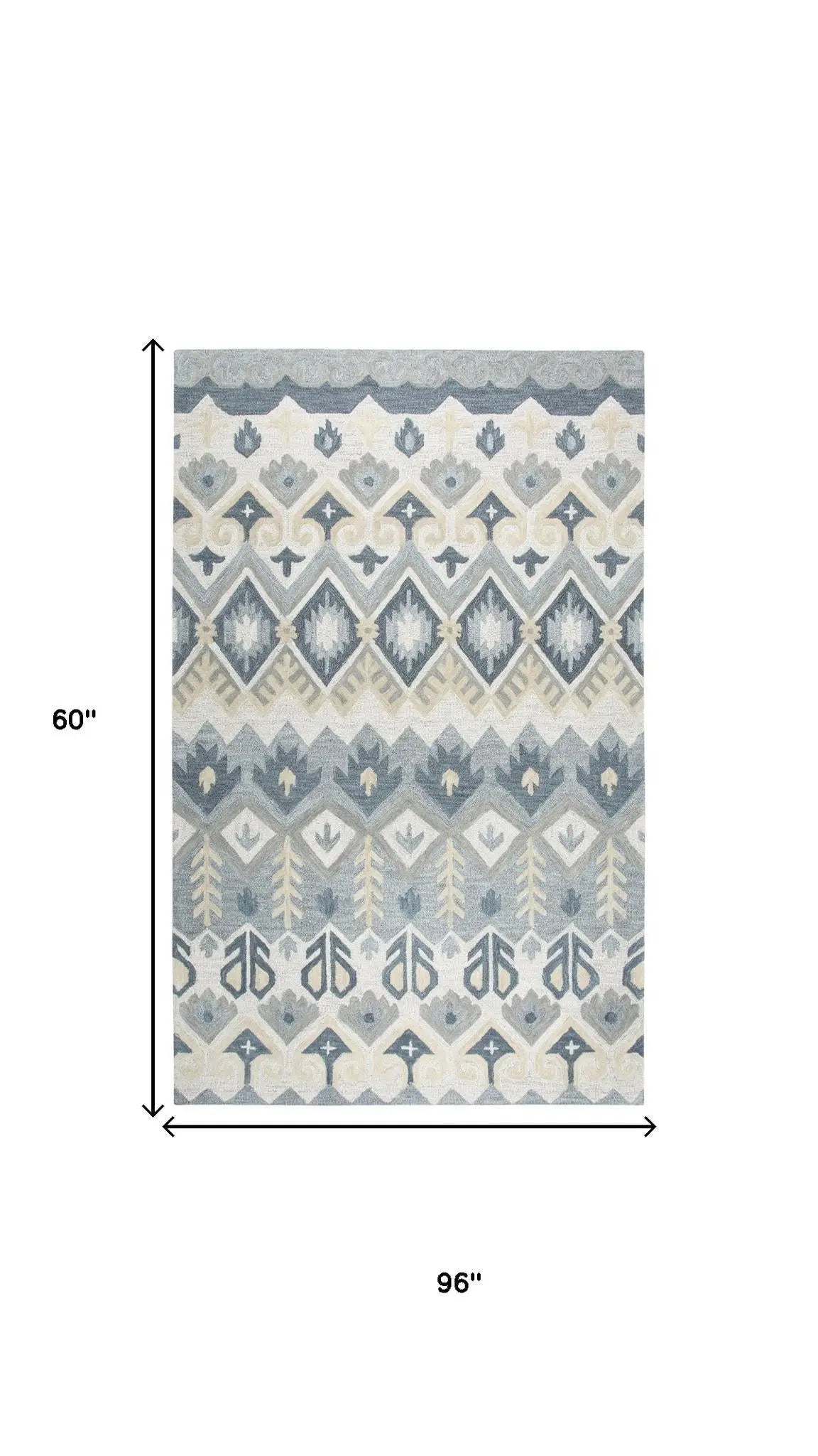5' X 8' Natural Tan Gray And Dark Gray Wool Southwestern Hand Tufted Area Rug Homeroots Home Decor