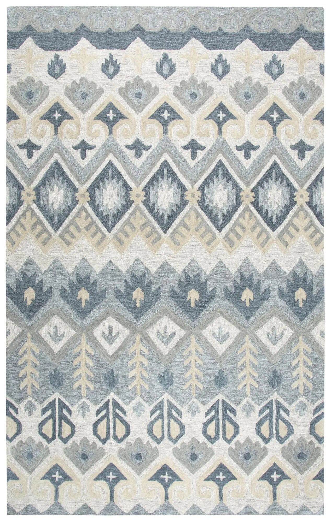5' X 8' Natural Tan Gray And Dark Gray Wool Southwestern Hand Tufted Area Rug Homeroots Home Decor