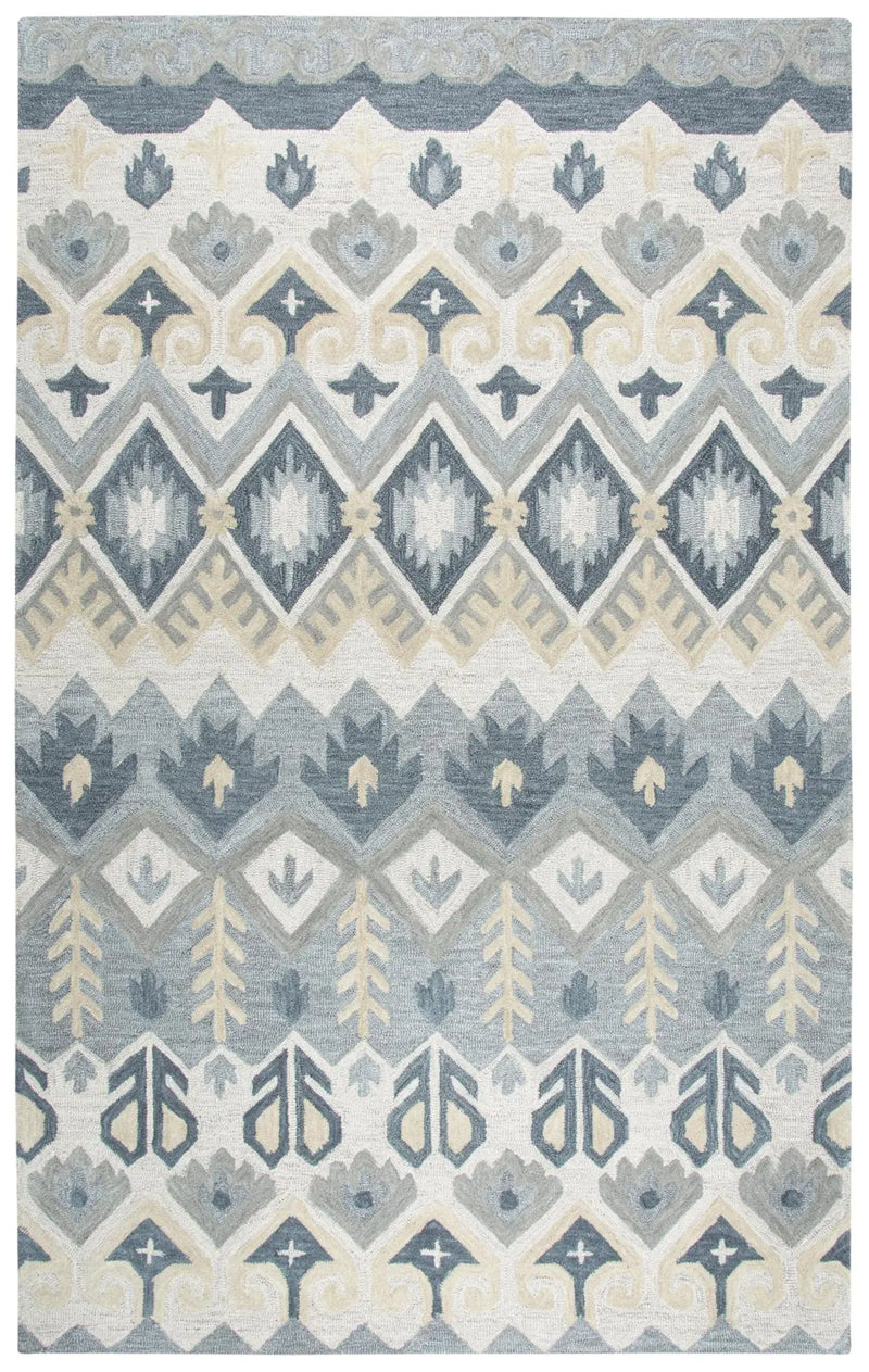 5' X 8' Natural Tan Gray And Dark Gray Wool Southwestern Hand Tufted Area Rug Homeroots Home Decor