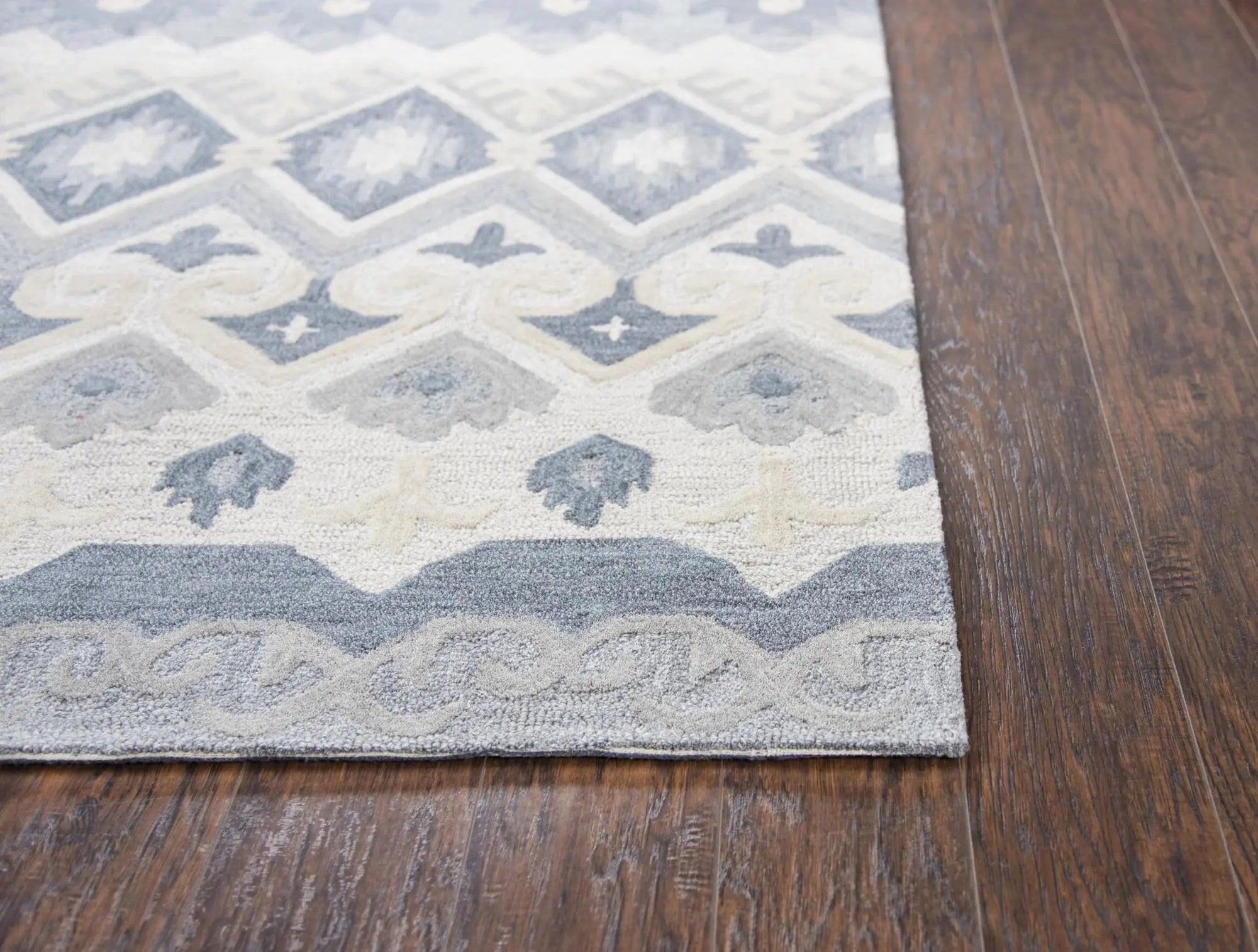 5' X 8' Natural Tan Gray And Dark Gray Wool Southwestern Hand Tufted Area Rug Homeroots Home Decor