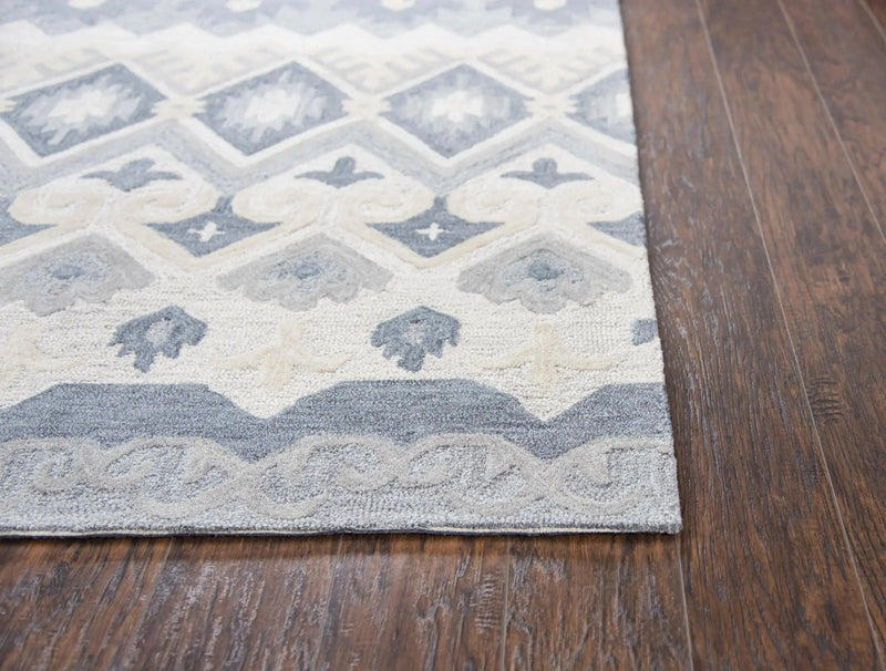 5' X 8' Natural Tan Gray And Dark Gray Wool Southwestern Hand Tufted Area Rug Homeroots Home Decor