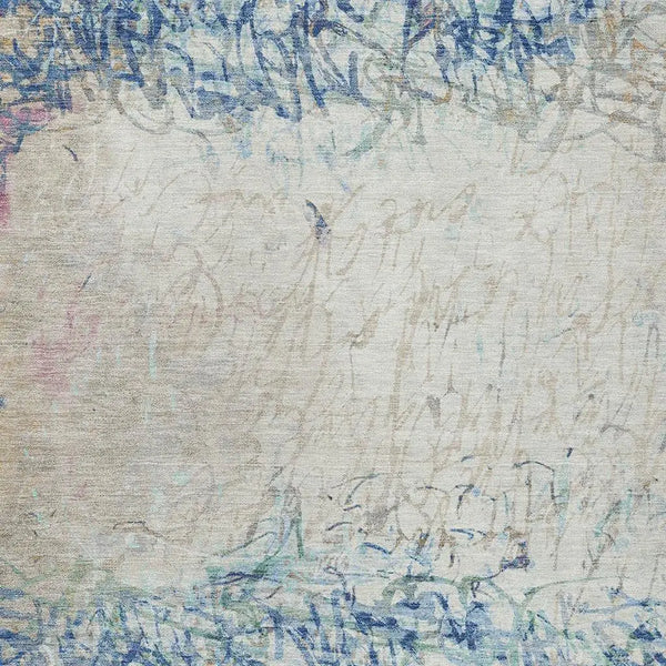 5' X 8' Navy Blue And Beige Abstract Washable Indoor Outdoor Area Rug Homeroots Outdoor