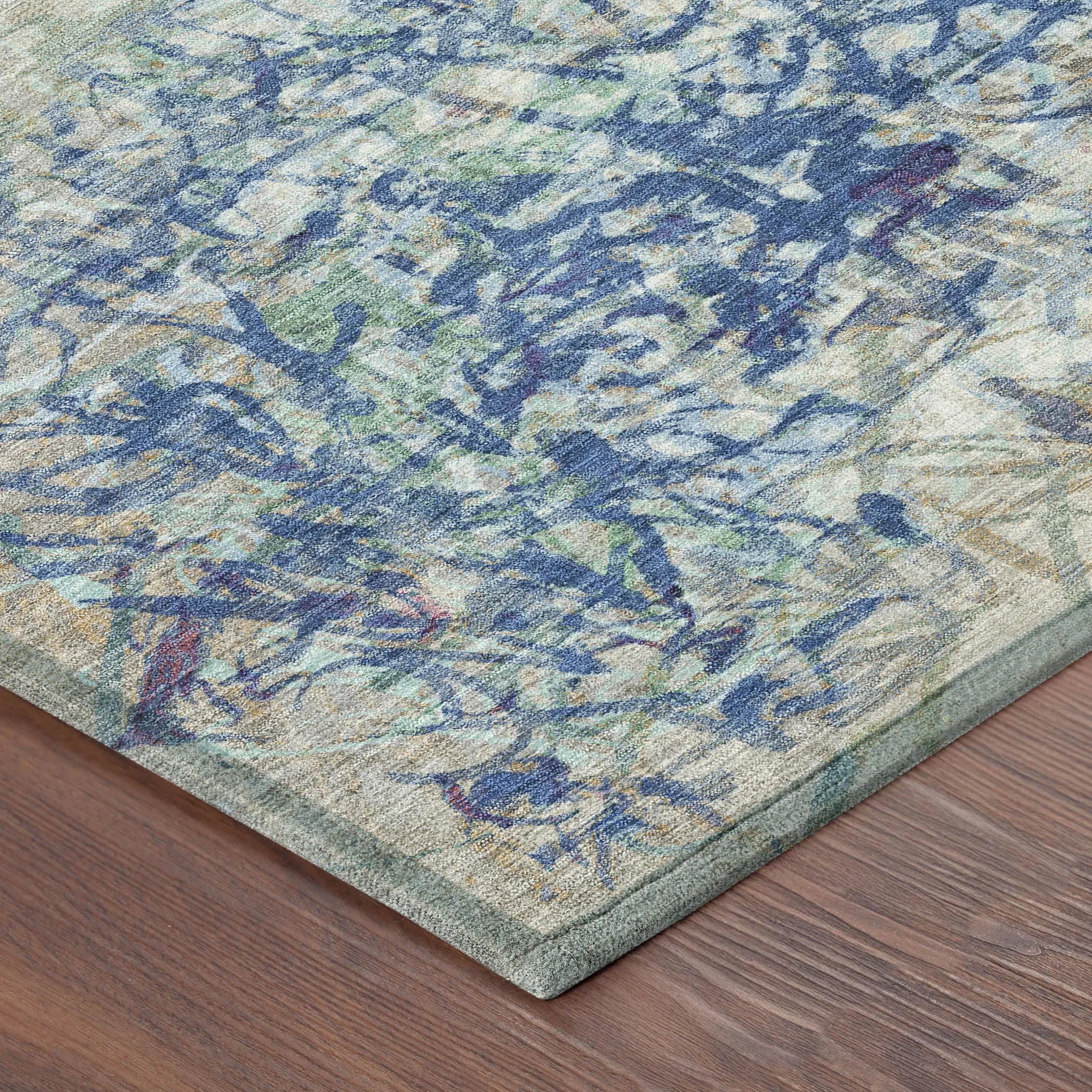 5' X 8' Navy Blue And Beige Abstract Washable Indoor Outdoor Area Rug Homeroots Outdoor