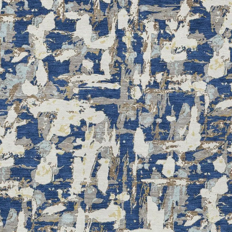 5' X 8' Navy Blue And Beige Abstract Washable Indoor Outdoor Area Rug Homeroots Outdoor