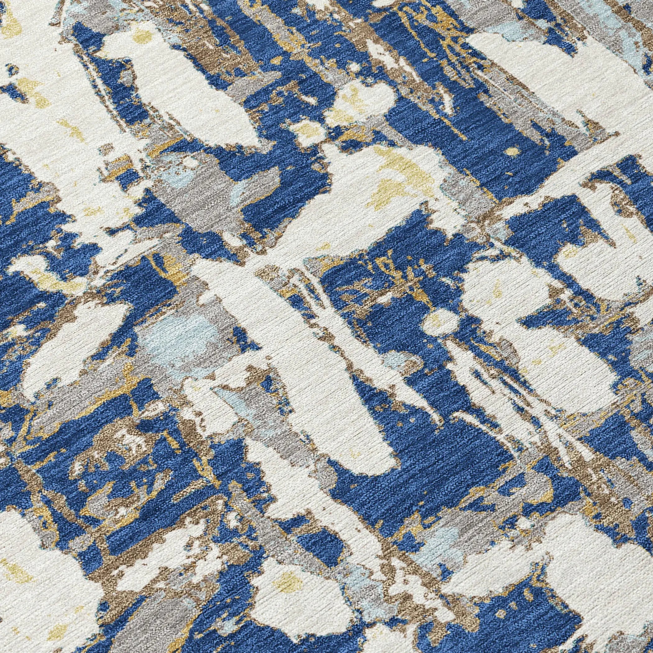 5' X 8' Navy Blue And Beige Abstract Washable Indoor Outdoor Area Rug Homeroots Outdoor