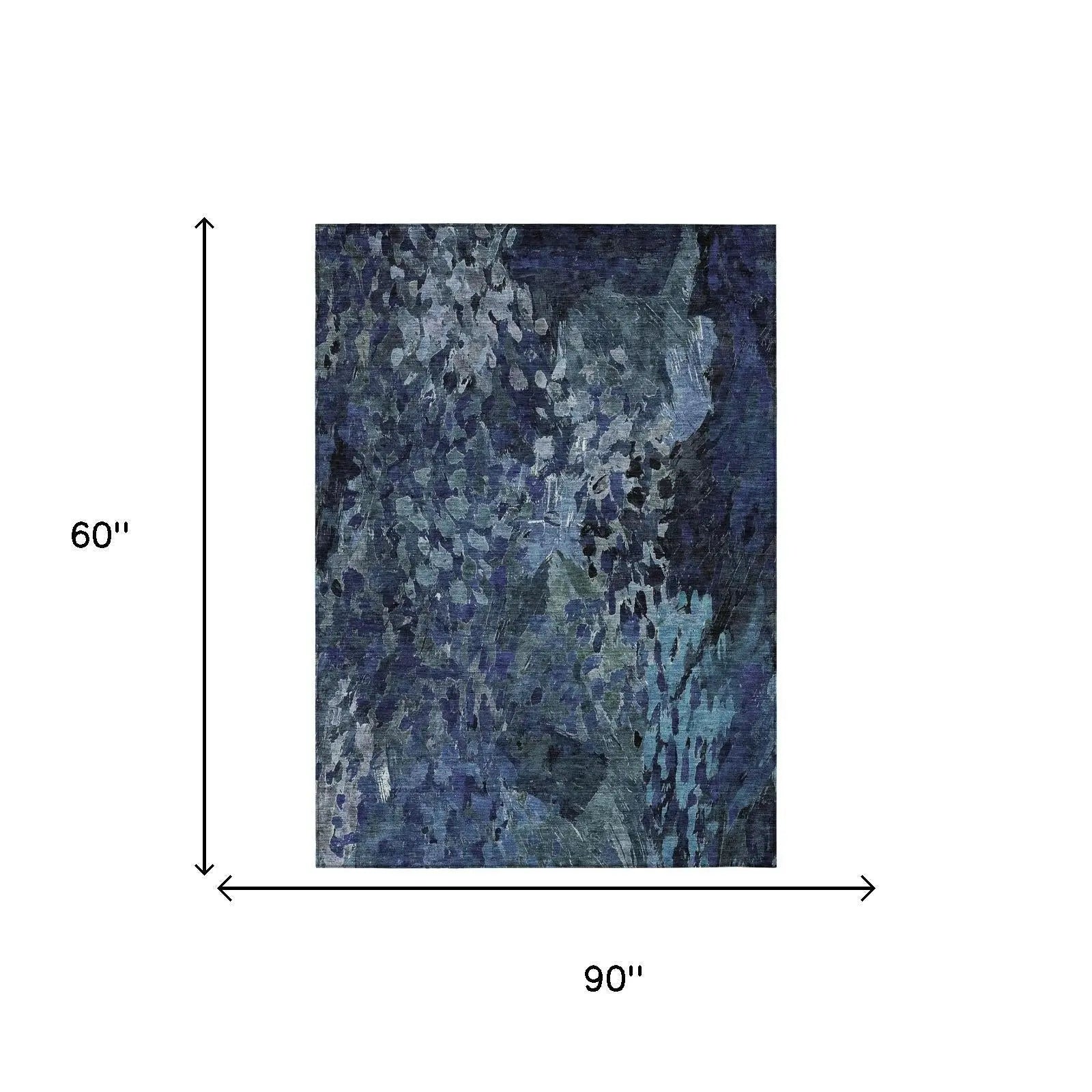 5' X 8' Navy Blue And Blue Abstract Washable Indoor Outdoor Area Rug Homeroots Outdoor