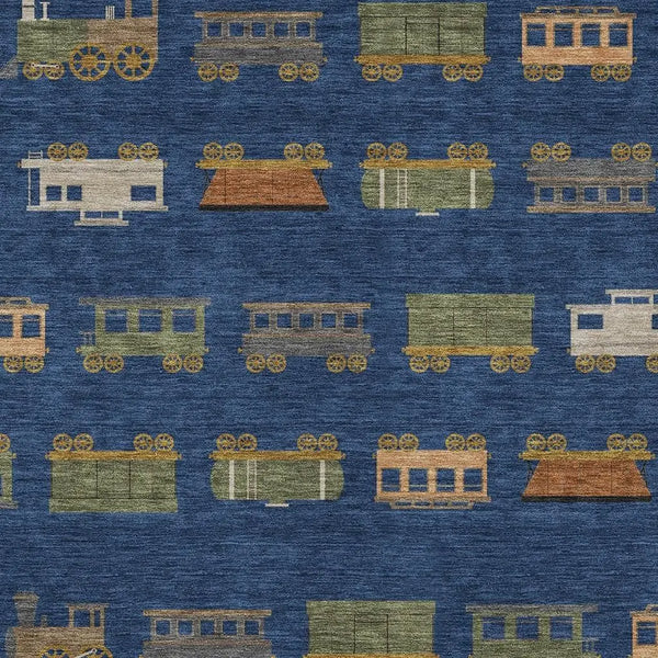 5' X 8' Navy Blue And Blue Abstract Washable Indoor Outdoor Area Rug Homeroots Outdoor