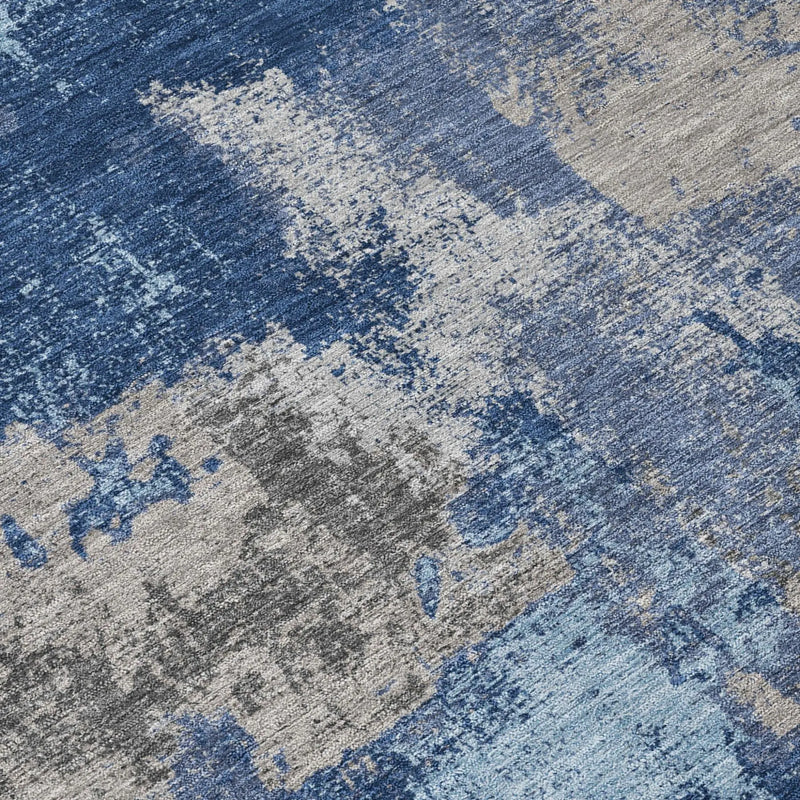 5' X 8' Navy Blue And Blue Abstract Washable Indoor Outdoor Area Rug Homeroots Outdoor