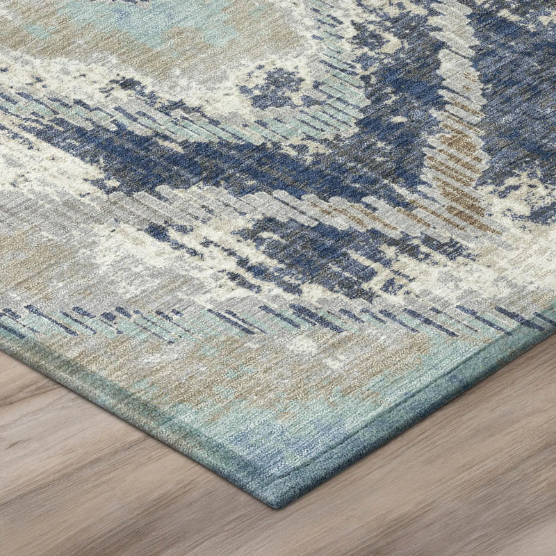 5' X 8' Navy Blue And Blue Abstract Washable Indoor Outdoor Area Rug Homeroots Outdoor