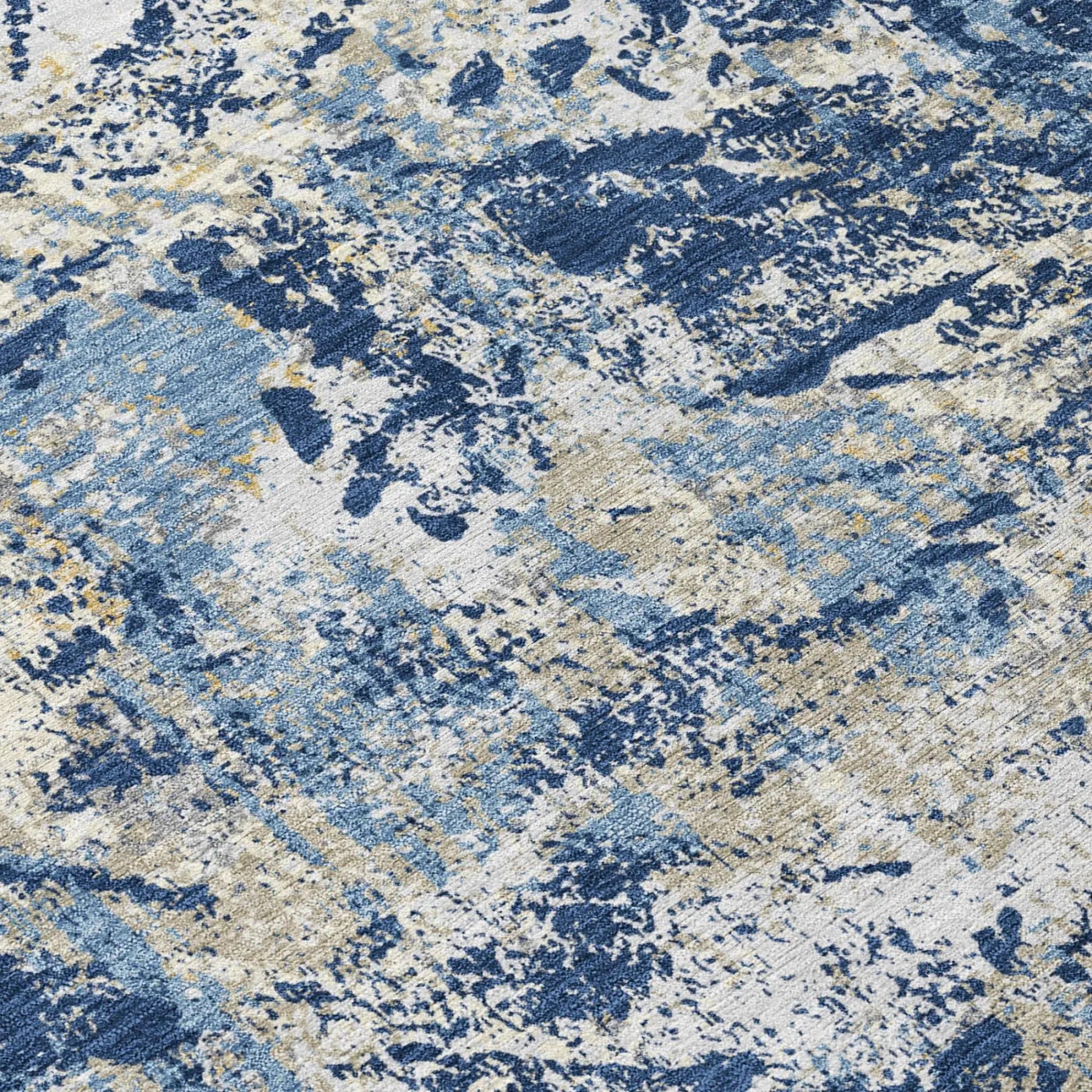 5' X 8' Navy Blue And Blue Abstract Washable Indoor Outdoor Area Rug Homeroots Outdoor