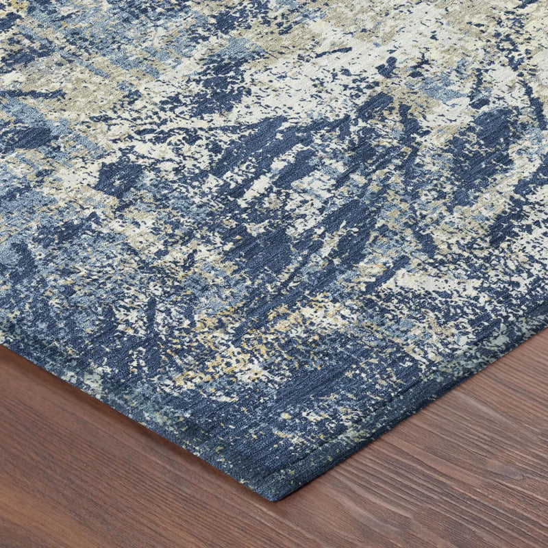 5' X 8' Navy Blue And Blue Abstract Washable Indoor Outdoor Area Rug Homeroots Outdoor