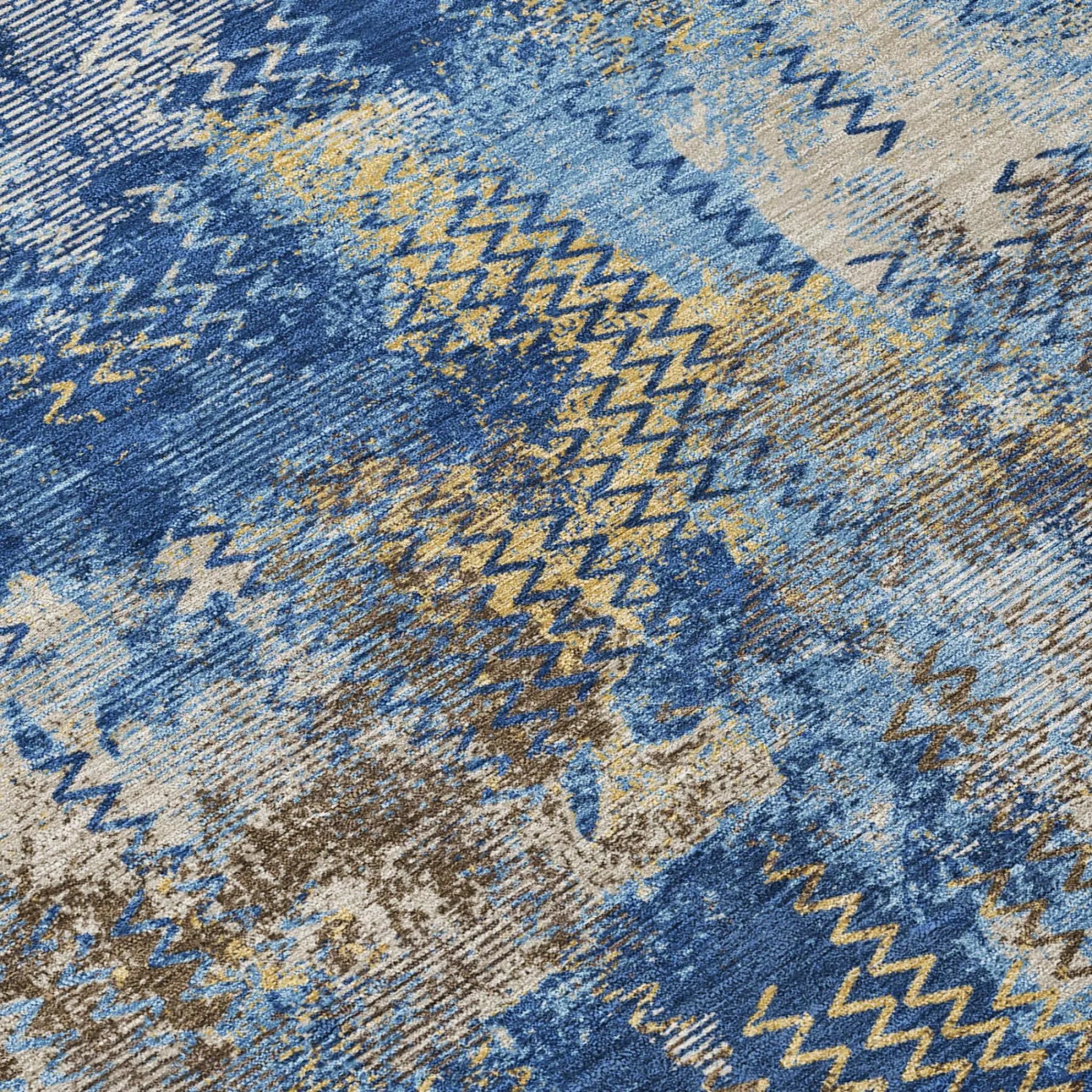 5' X 8' Navy Blue And Blue Abstract Washable Indoor Outdoor Area Rug Homeroots Outdoor