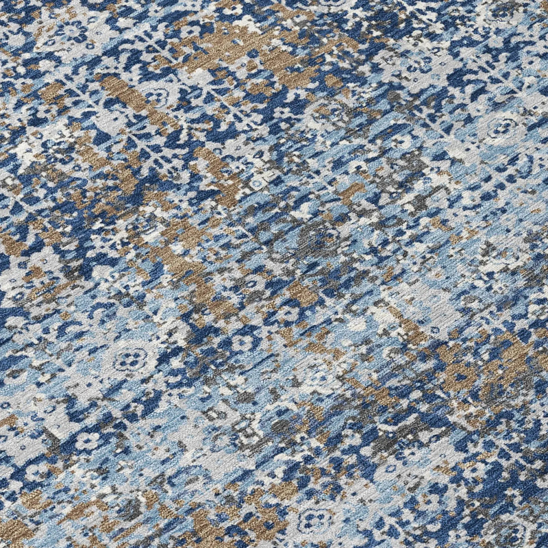 5' X 8' Navy Blue And Blue Abstract Washable Indoor Outdoor Area Rug Homeroots Outdoor