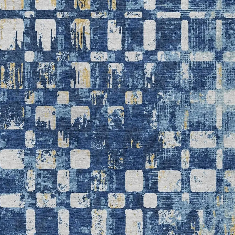 5' X 8' Navy Blue And Blue Abstract Washable Indoor Outdoor Area Rug Homeroots Outdoor