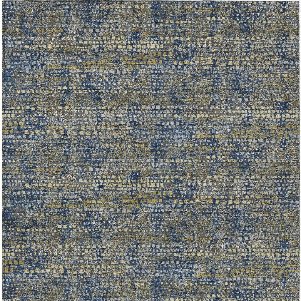 5' X 8' Navy Blue And Blue Abstract Washable Indoor Outdoor Area Rug Homeroots Outdoor