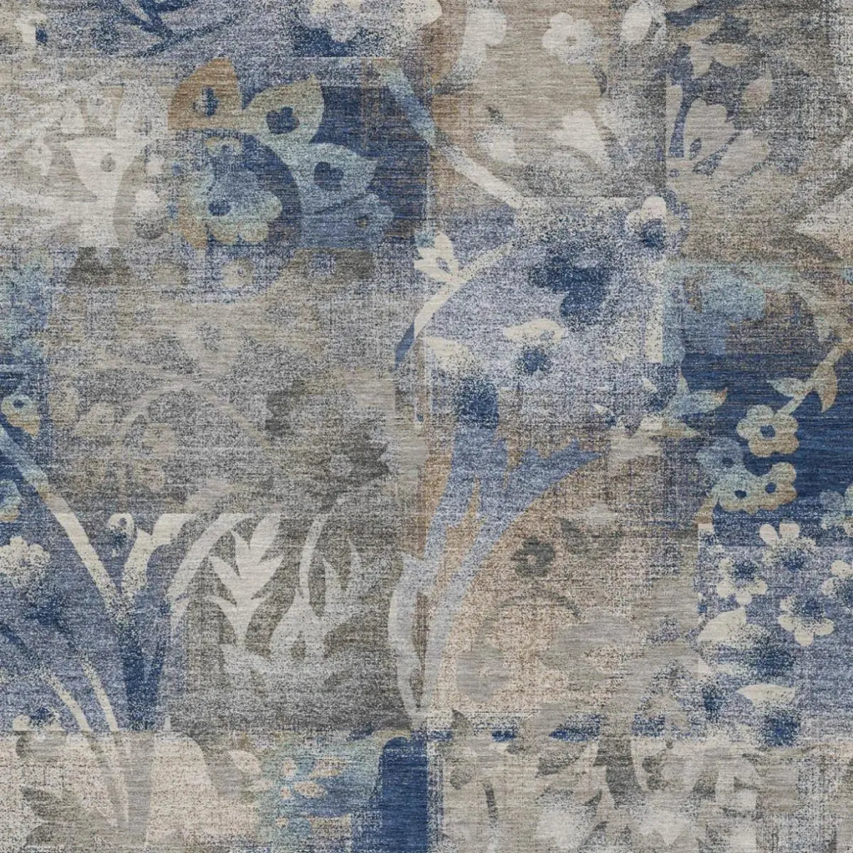 5' X 8' Navy Blue And Blue Botanical Leaves Washable Indoor Outdoor Area Rug Homeroots Outdoor