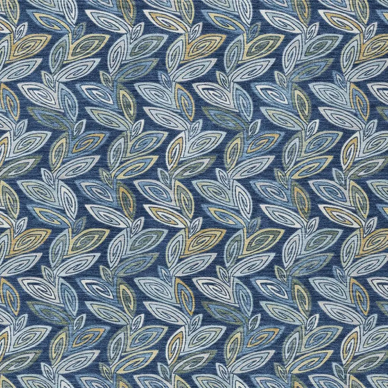 5' X 8' Navy Blue And Blue Botanical Leaves Washable Indoor Outdoor Area Rug Homeroots Outdoor
