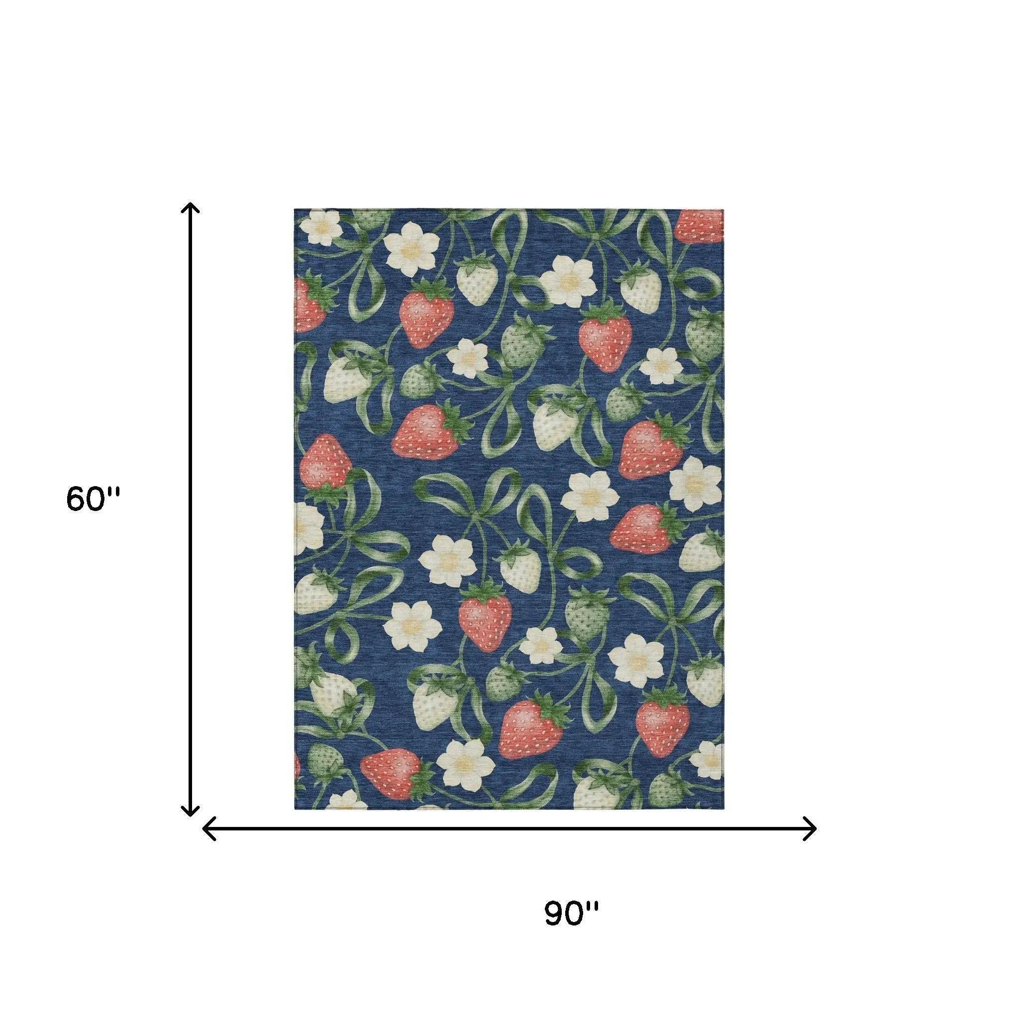 5' X 8' Navy Blue And Blue Floral Washable Indoor Outdoor Area Rug Homeroots Outdoor
