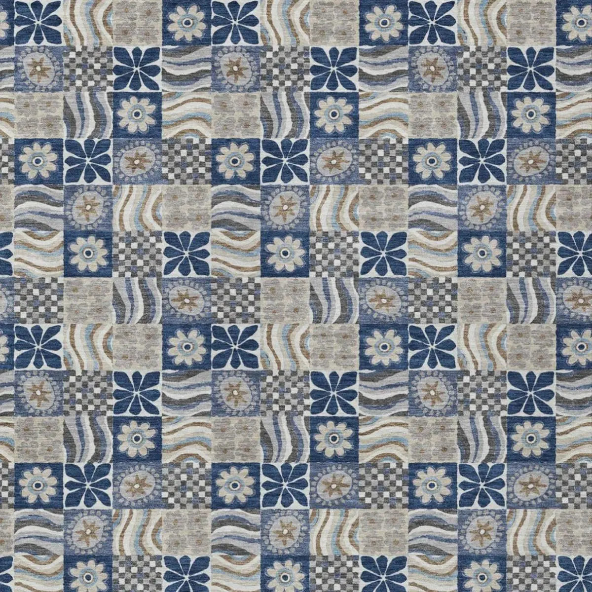 5' X 8' Navy Blue And Blue Floral Washable Indoor Outdoor Area Rug Homeroots Outdoor
