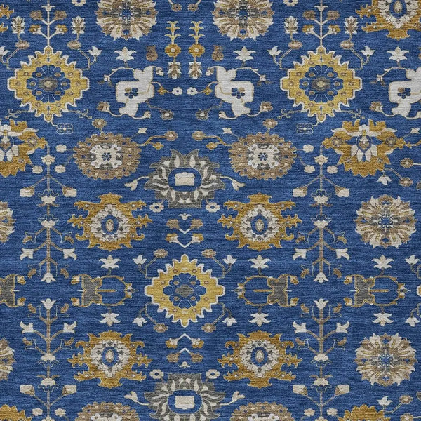 5' X 8' Navy Blue And Blue Geometric Washable Indoor Outdoor Area Rug Homeroots Outdoor