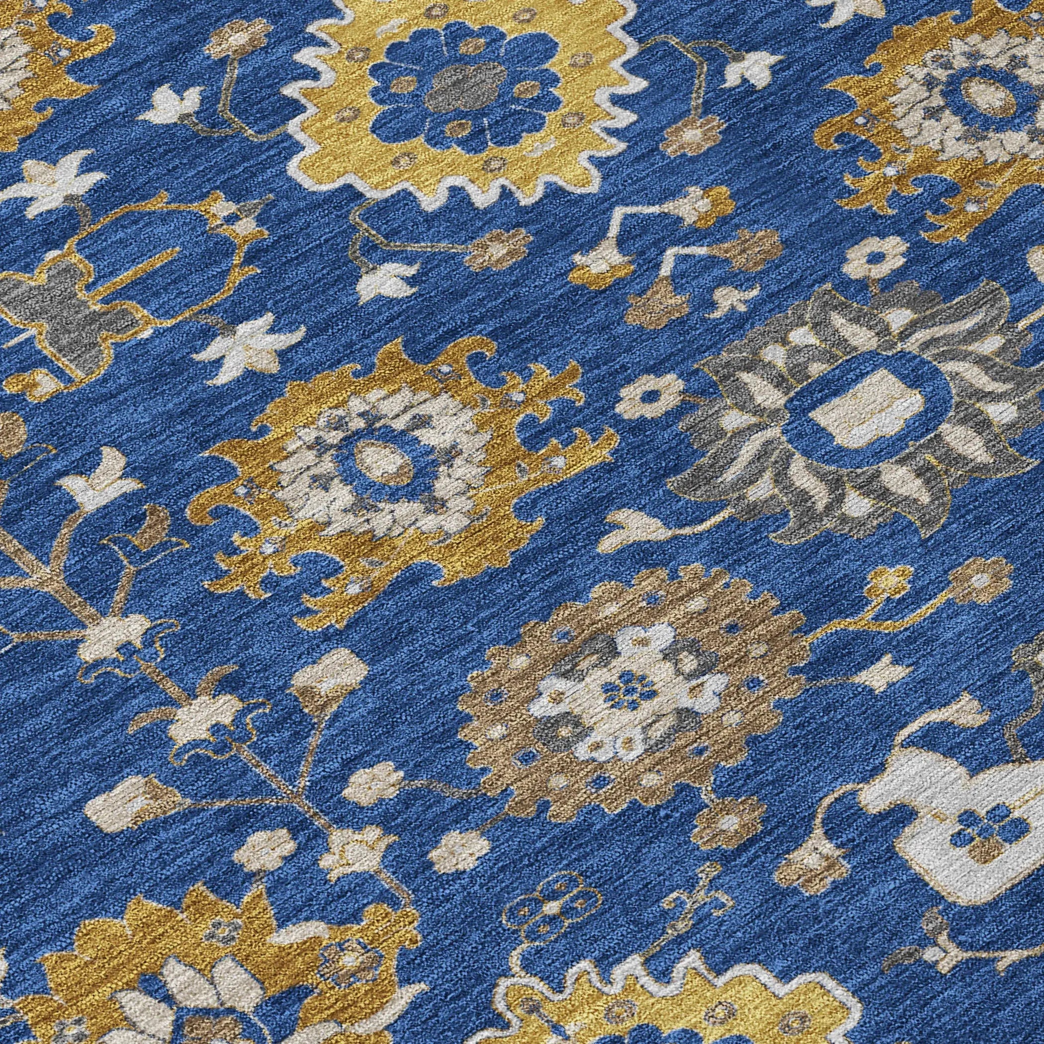 5' X 8' Navy Blue And Blue Geometric Washable Indoor Outdoor Area Rug Homeroots Outdoor