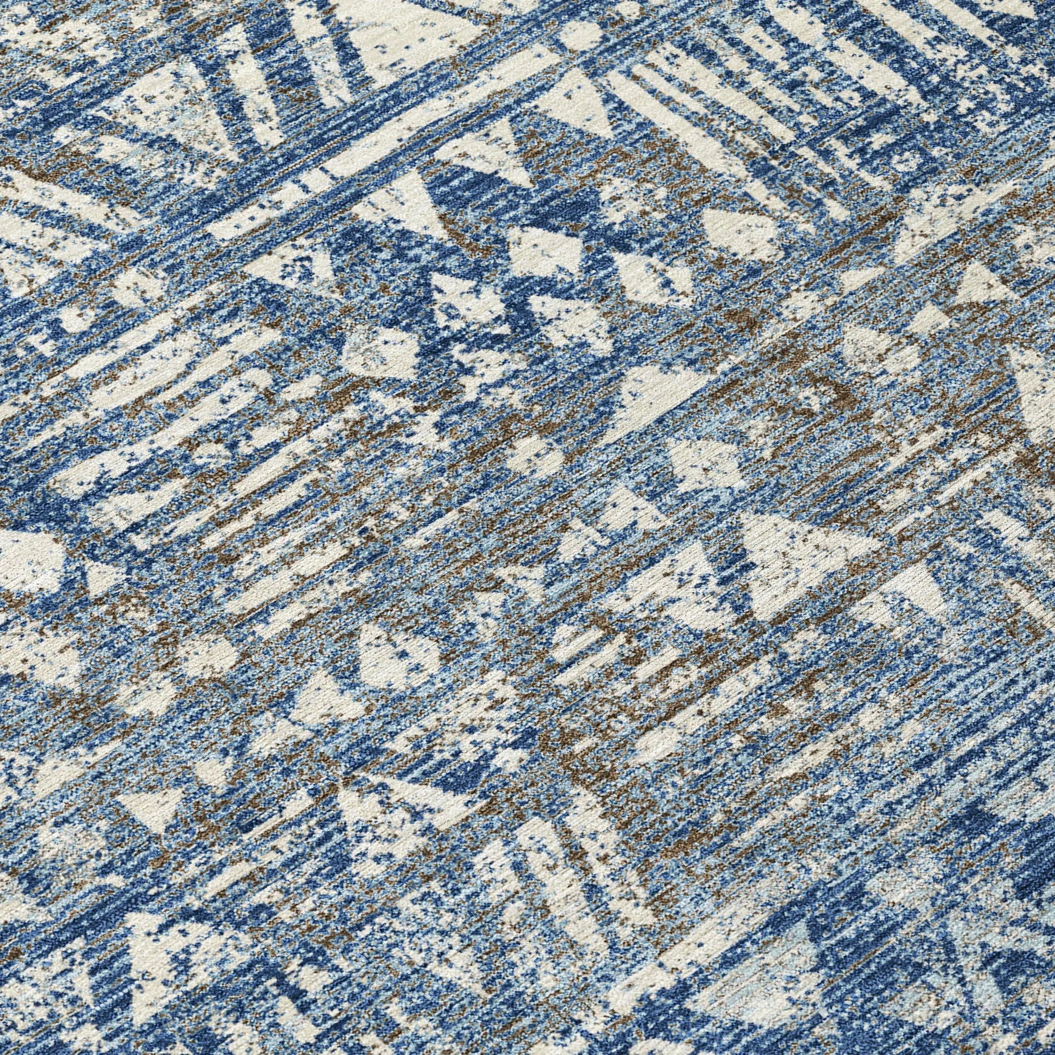 5' X 8' Navy Blue And Blue Geometric Washable Indoor Outdoor Area Rug Homeroots Outdoor
