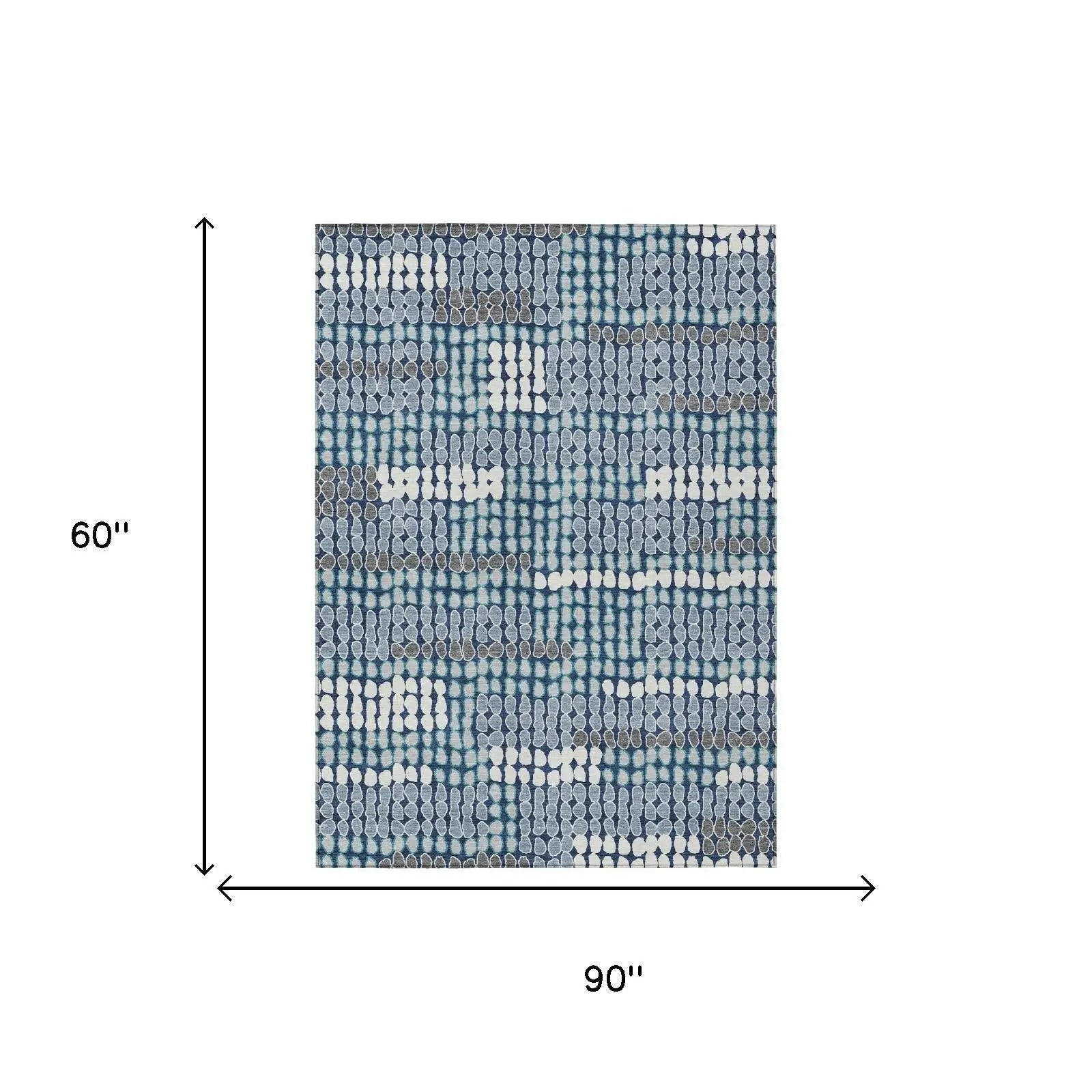 5' X 8' Navy Blue And Blue Geometric Washable Indoor Outdoor Area Rug Homeroots Outdoor