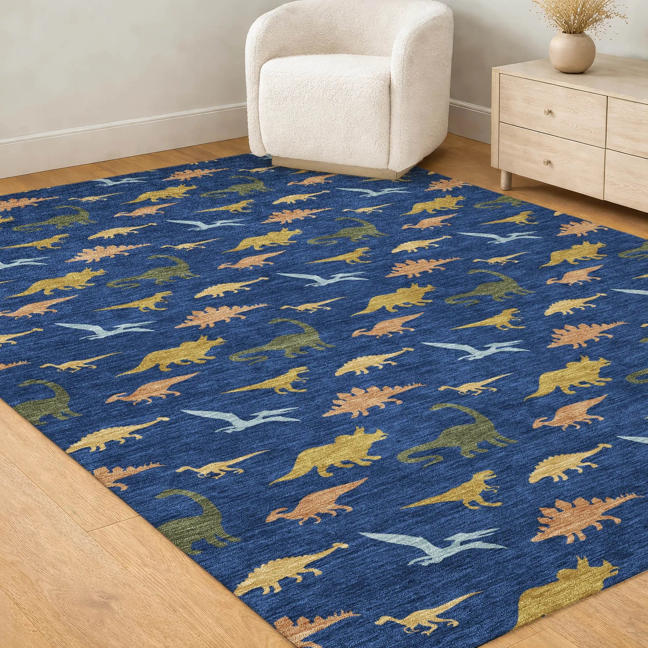 5' X 8' Navy Blue And Blue Geometric Washable Indoor Outdoor Area Rug Homeroots Outdoor