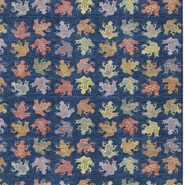 5' X 8' Navy Blue And Blue Geometric Washable Indoor Outdoor Area Rug Homeroots Outdoor