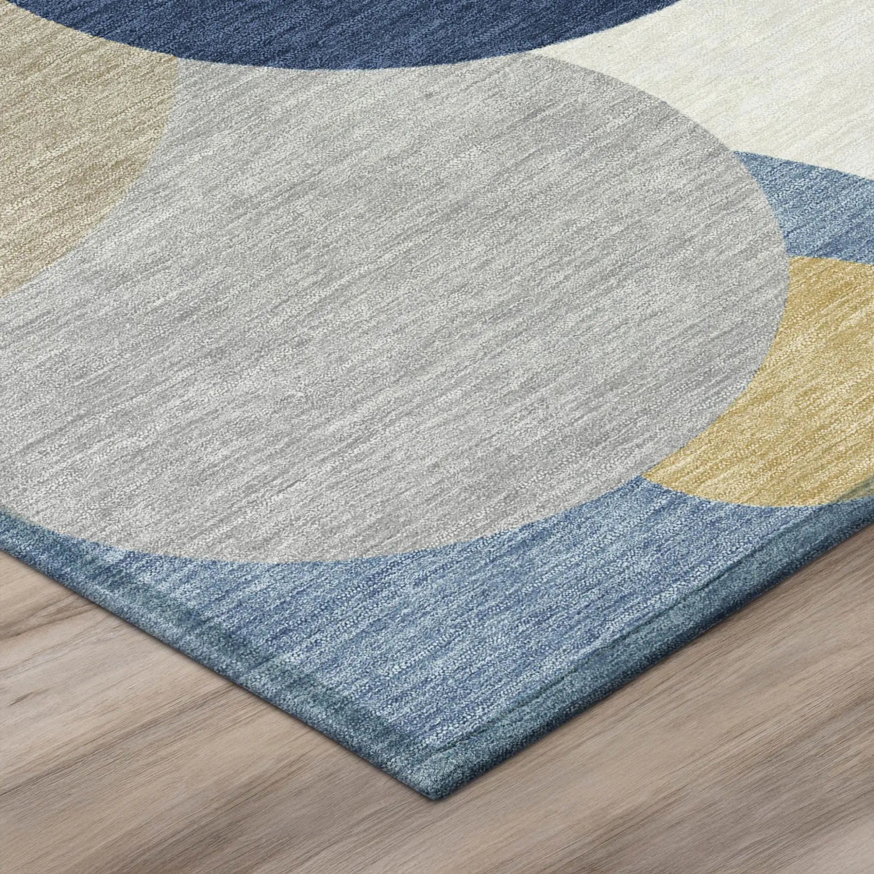 5' X 8' Navy Blue And Blue Geometric Washable Indoor Outdoor Area Rug Homeroots Outdoor