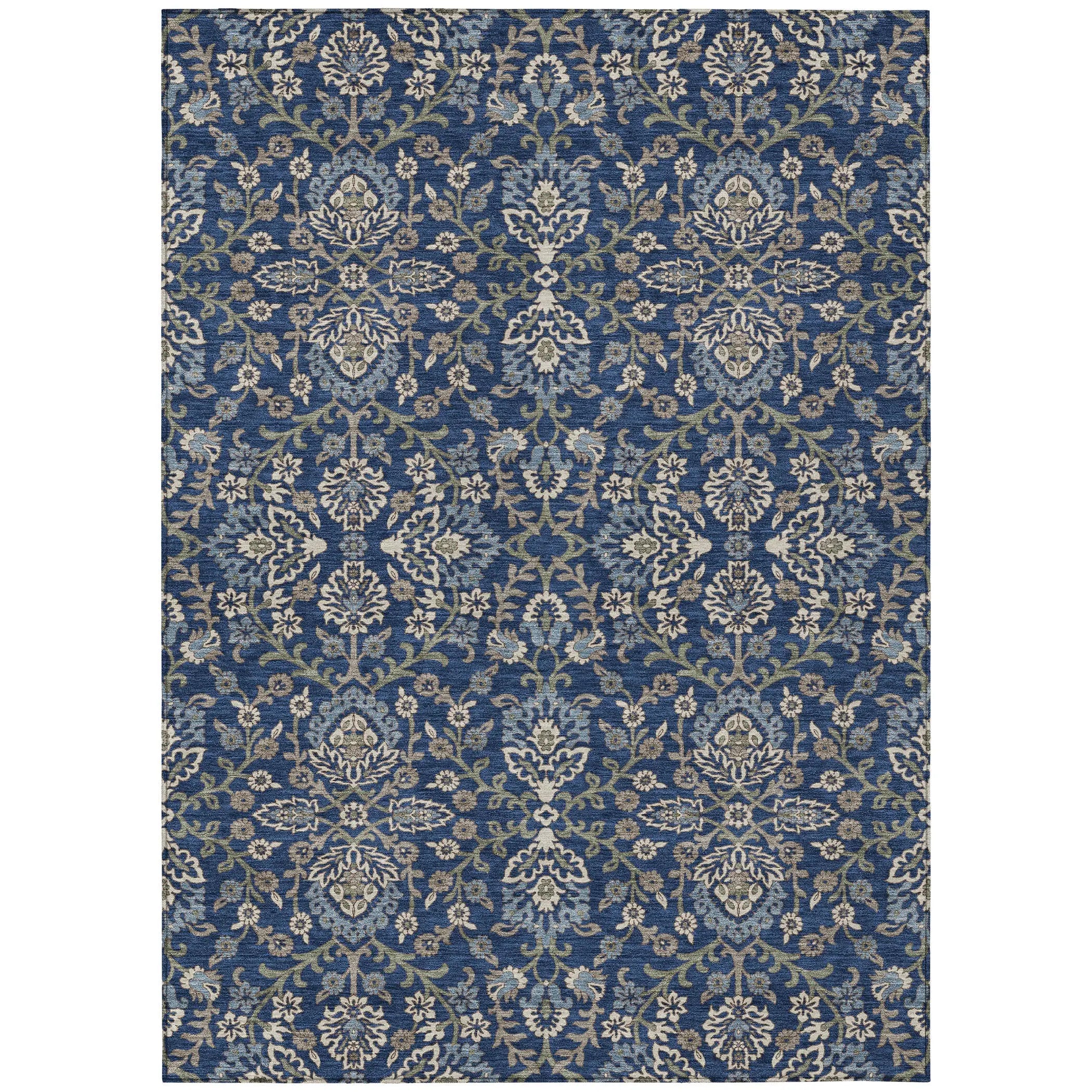 5' X 8' Navy Blue And Blue Geometric Washable Indoor Outdoor Area Rug Homeroots Outdoor